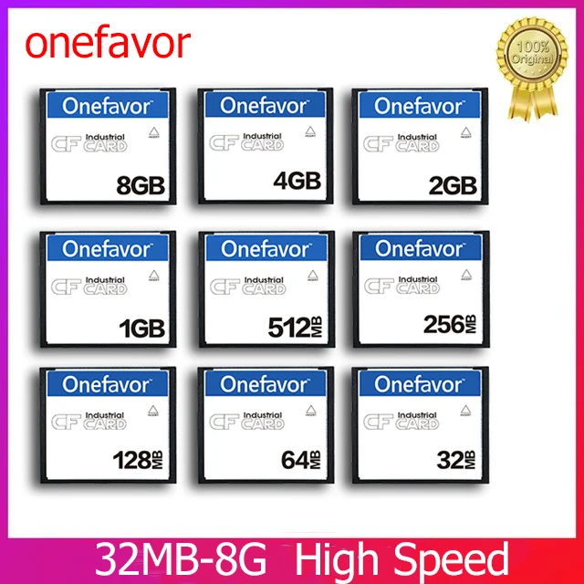 Onefavor Compact Flash Card 32MB CF Card 512MB 1GB 2GB 4GB 8GB High Speed CF Memory Card For Camera Industrial Equipment