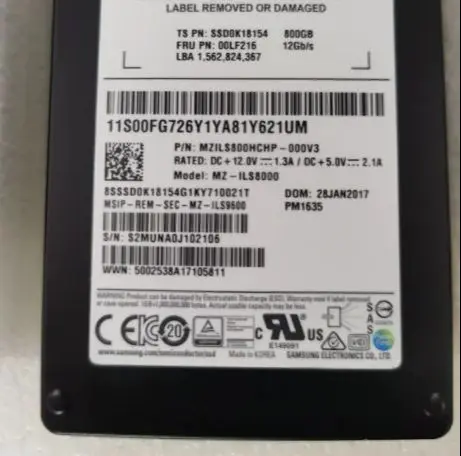 For PM1635 00LF216 MZILS800HCHP 800G SAS SSD 2.5 12G Solid-state drive