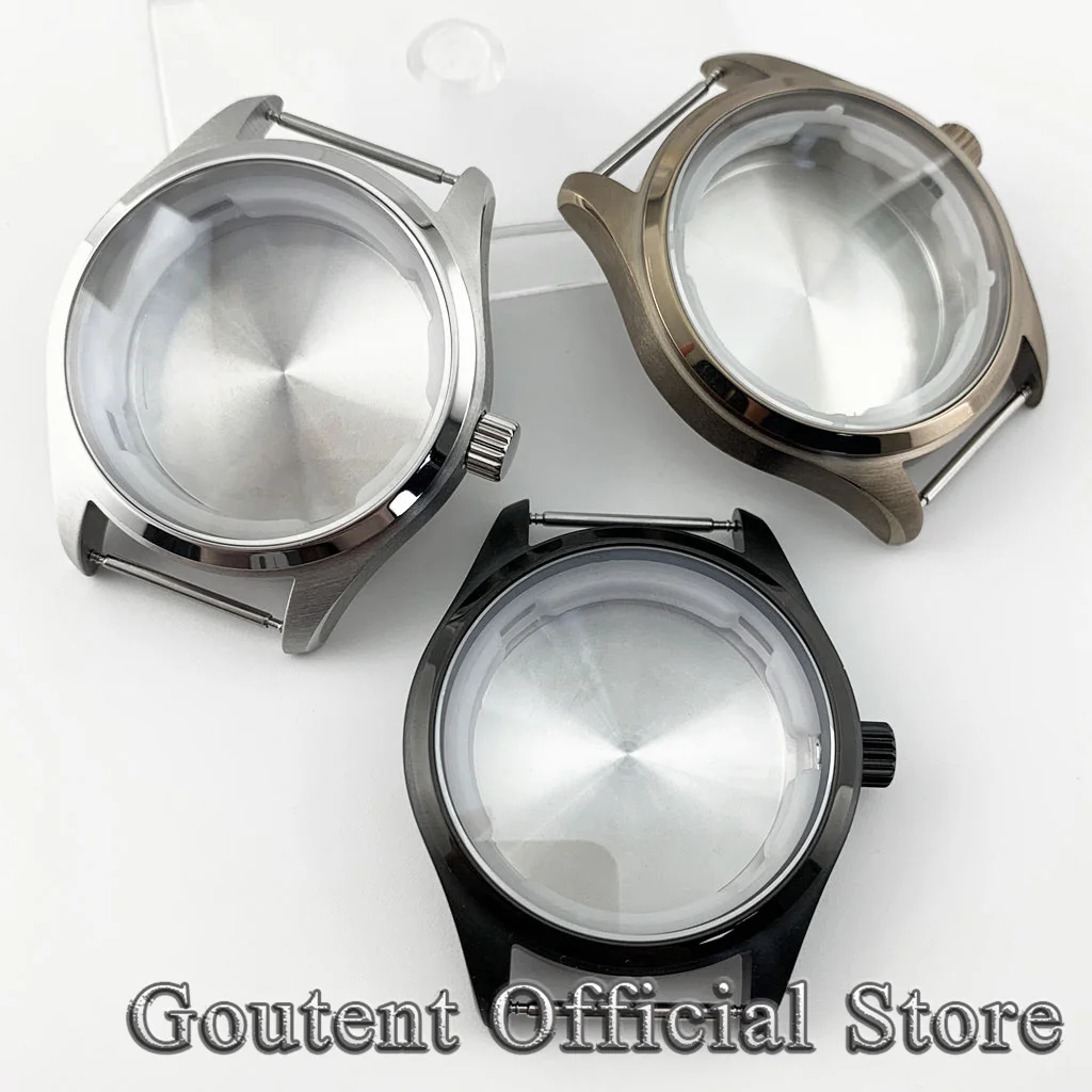 Goutent 40mm Sapphire Crystal Silver Black Bronze Watch Case Brushed Fit NH35 NH36 ETA 2824 PT5000 ST2130 Movement