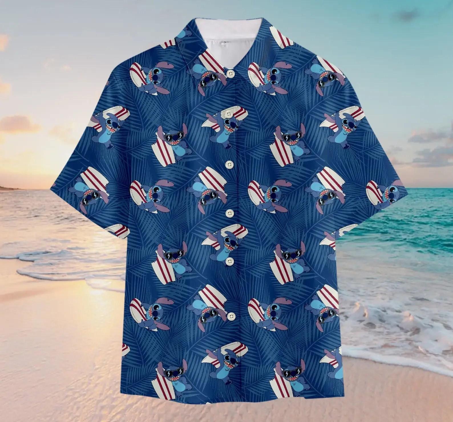 Stitch Hawaiian Shirts Men's Women's Shirts Disney Hawaiian Shirts Casual Vintage Men's Button Down Shirts Stitch Beach Shirts