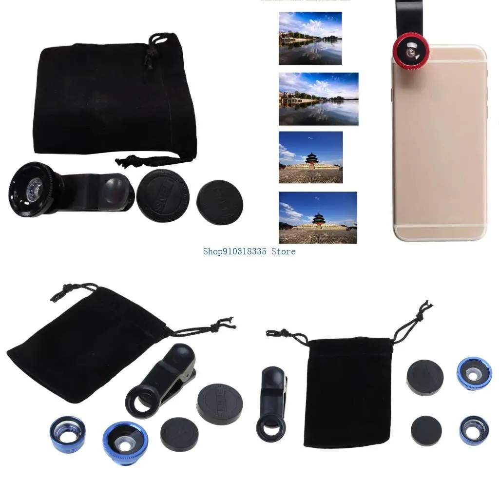

3 In 1 Camera Lens Wide Macro Fish Eye Lens Clip On Smartphone Fisheye Lens Universal Camera Lens