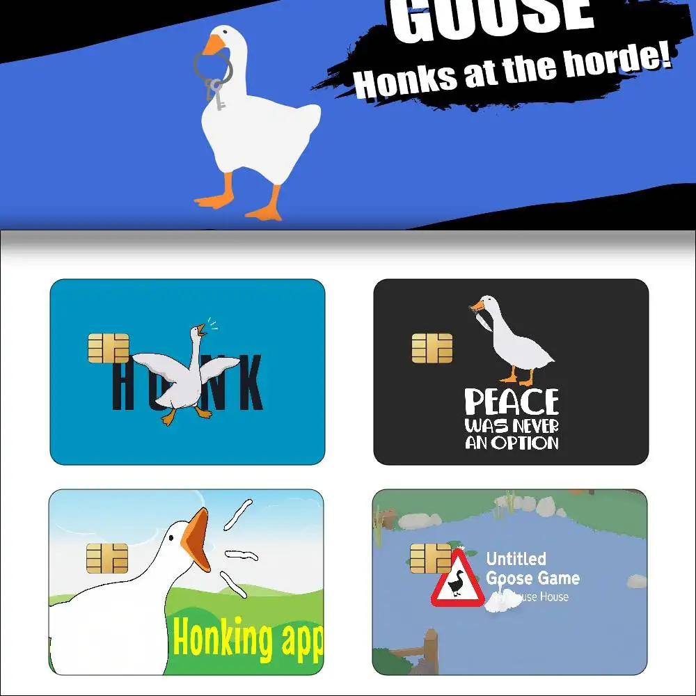 Untitled Goose Honk Bell Game Film Cover Aufkleberhülle für kleine Chip-Kredit-Debitkarte, Vorderseite