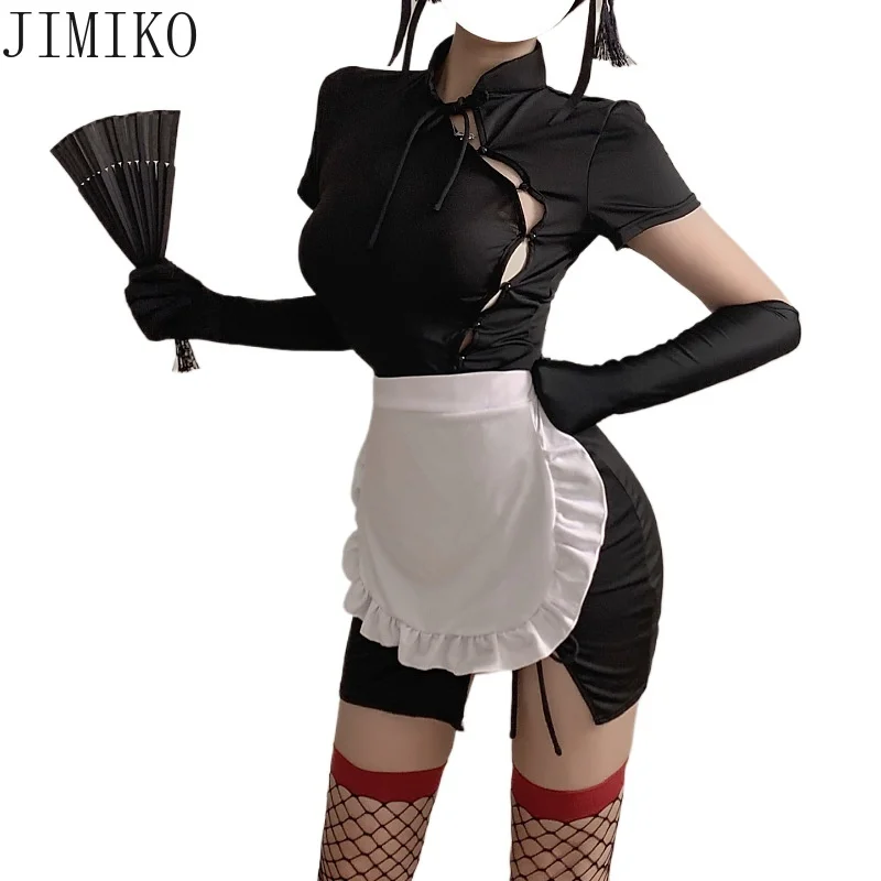 

JIMIKO Anime Cosplay Chinese Maid Qipao Uniform Outfits Women Sexy Lingerie Short Dress Erotic Costumes 18+ Dark Witch halloween