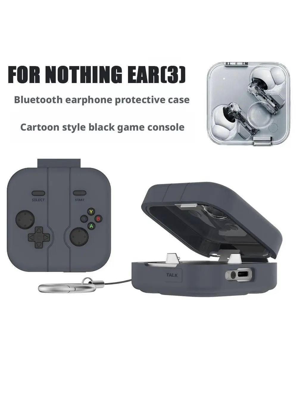 CoverJoy – coque de dessin animé avec porte-clés pour Nothing Ear 3, Design de Console de jeu, housse en Silicone antichoc