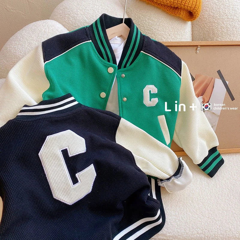 

Autumn Spring Green Black Baseball Jacket Coat Big Kids Teens Girls Outerwear Boys Cardigan 4 To 12 Children Outwear Coats