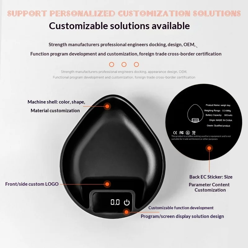 Electronic Scale Bean Tray Espresso LED Weighing 0.1g ABS Electronic ScaleHigh Precision Measures Black Beige image 2