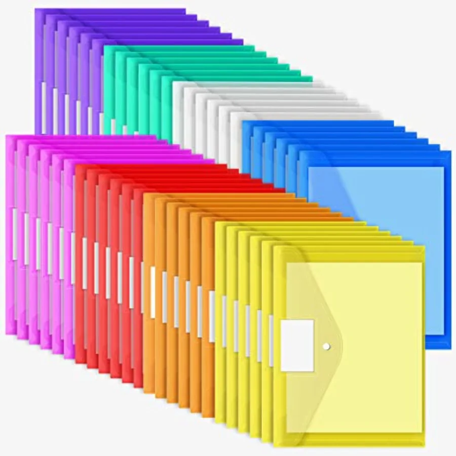 

pcs Plastic Envelopes Poly Envelopes, Clear Document Folders with Snap Button Closure, Letter Size, A4 Size with Label Pocket f
