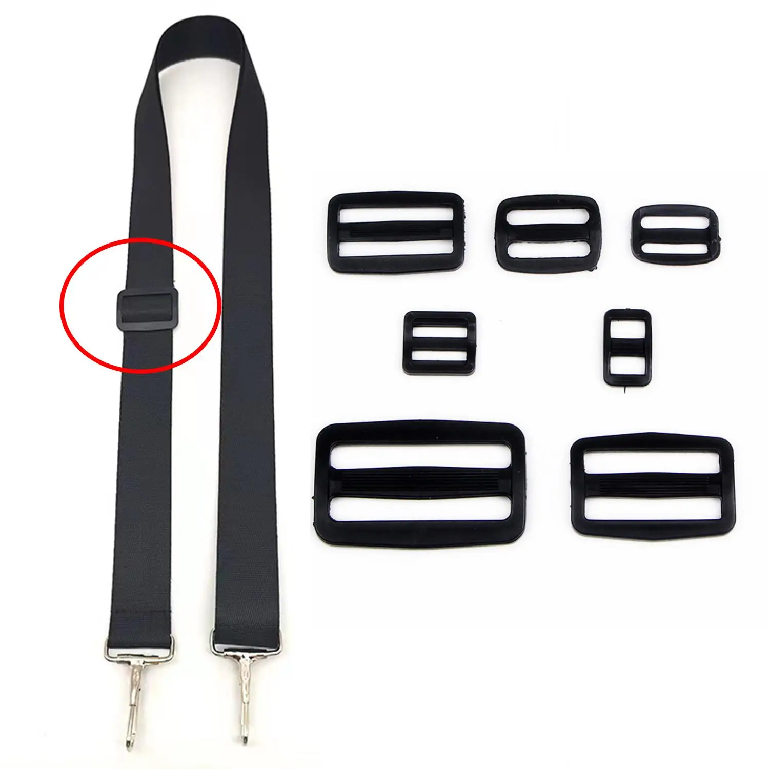 

12PCS/Set Square Word Nuckle Bag Belt Adjust Buckle 1.5/2/2.5/3/3.2/3.8/5cm For Bag Belt Black Bag Belt Strap Accessory