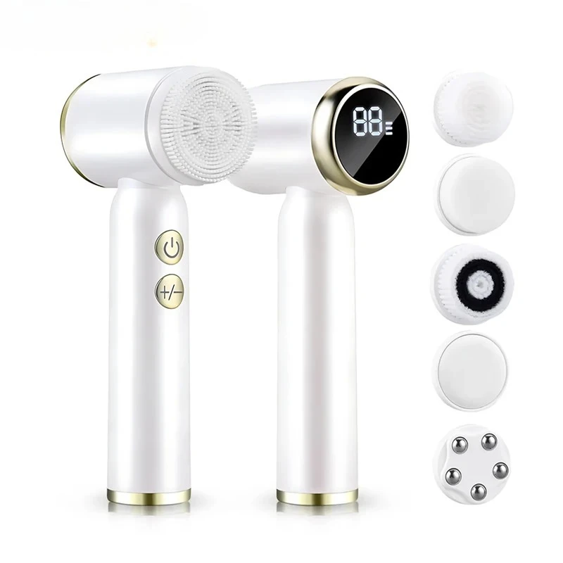 Brosse de nettoyage électrique 6 en 1, nettoyeur Facial ultrasonique, nettoyage rotatif du visage, nettoyage en profondeur, Exfoliation et soins de la peau doux