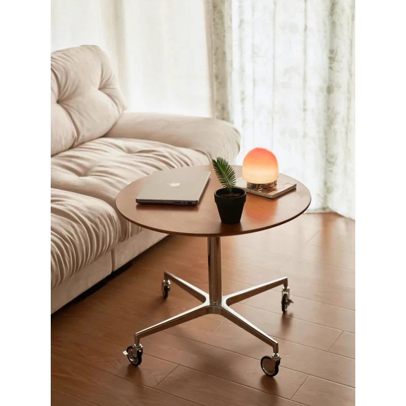 

All solid wood coffee work Stainless steel negotiation table Lifting mobile Dynamic Island round table