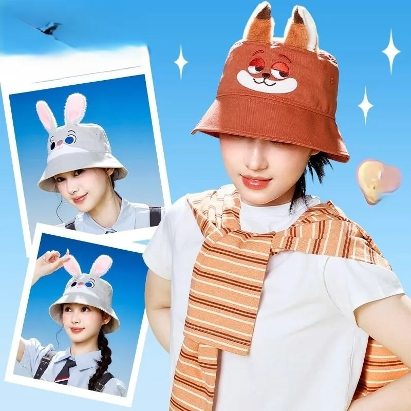 

Authentic Disney Hat Zootopia Judy Nick Cute Cartoon Popular and Versatile Leisure Sunshade Parent Child Gift Big Brimmed Hat