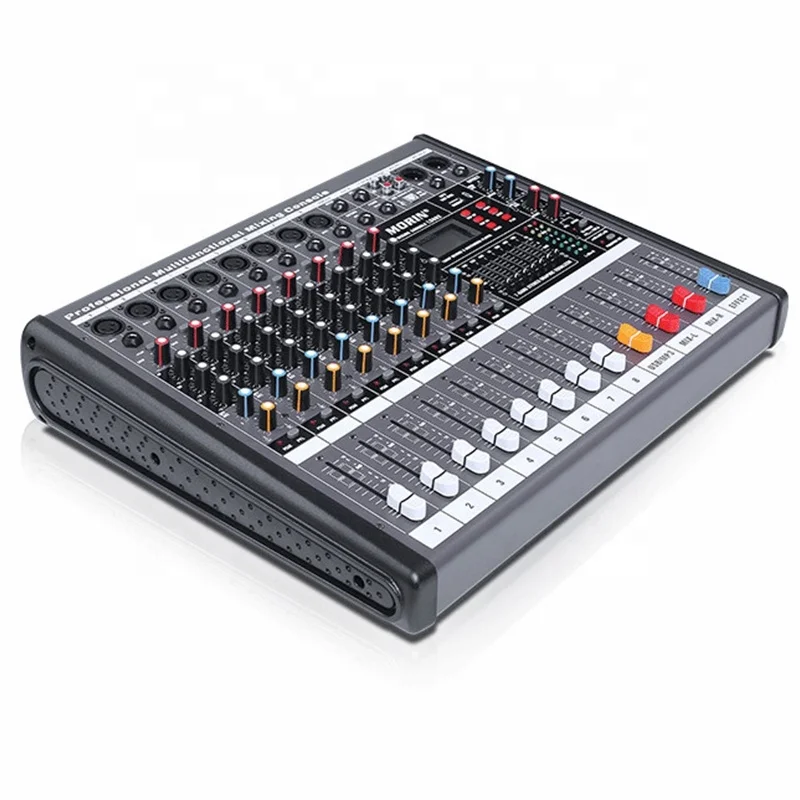 Mixer Sound System Dual  Way Passive Wooden Speaker 500W Power 8 Channel Professional Mixing Console