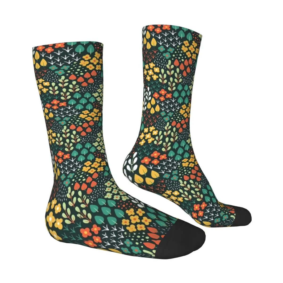 Dense Ditsy Floral Socks Autumn Colorful Flowers Stockings Korean Female Breathable Socks Custom Climbing Anti Skid Socks