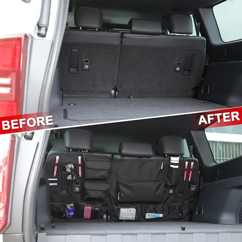 أكسفورد القماش الأسود لتويوتا لاند كروزر برادو 250 LC250 2024-2025 + مقعد السيارة الخلفي الخلفي أداة تخزين حقيبة للحمل الملحقات