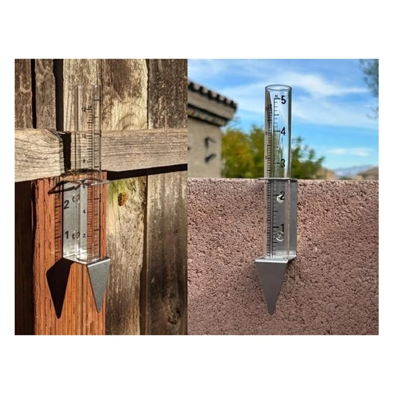 5 Inch Capacity Rain Gauge Outdoor With Tube,2 In 1 Stainless Steel Holder - Precise Rain Measurement For Garden,Lawns