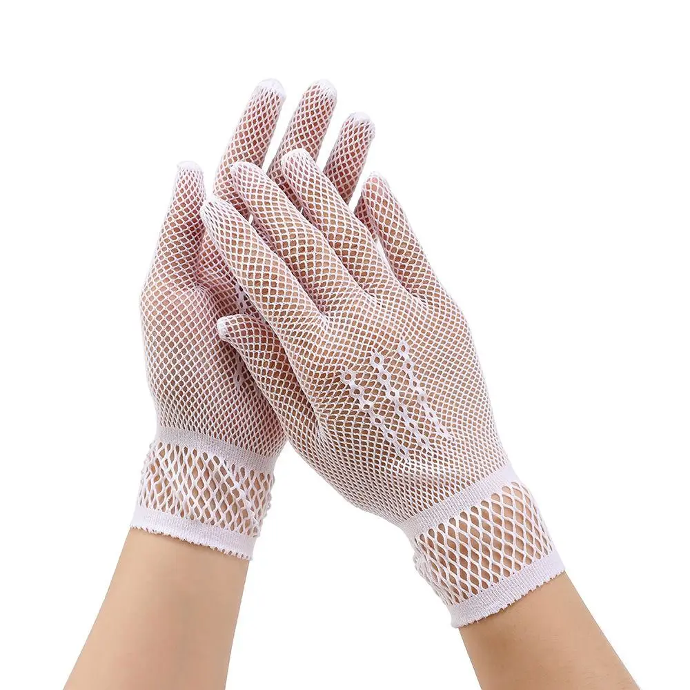 Fashion Lace Bridal Gloves Breathable Hollow-out Wedding Gloves Elegant Sheer Mesh Gloves For Party Prom Banquet