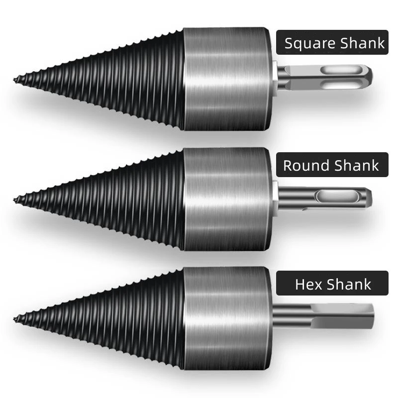 Imagem -02 - Broca de Divisão de Lenha Divisor de Madeira Parafuso Cones Bit Quadrado Redondo Hexagonal Usado para Martelo Elétrico 32 mm 42 mm 45 mm 50 mm