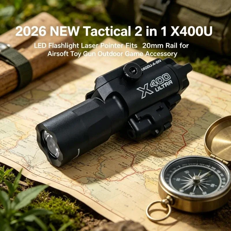 2026 NEW Tactical Dual Light X300 LED Flashlight Laser Pointer Fits 20mm Picatinny Airsoft Toy Outdoor Gear