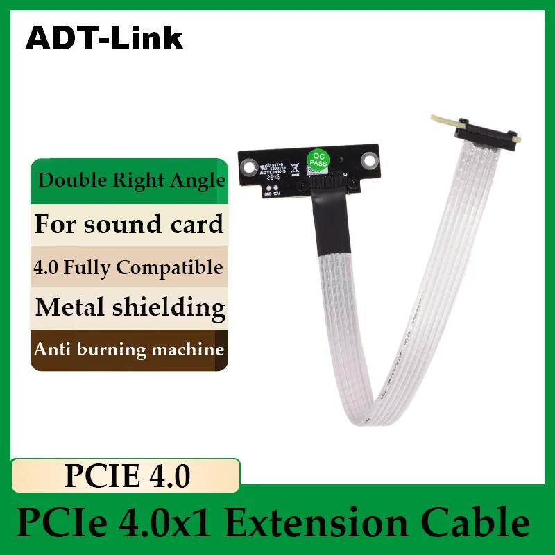 ADT-Link K11TM Dual 90° Right Angle PCIe 3.0 4.0 x1 to x1 Extension Cable PCI Express 1x Riser Card Ribbon Full Speed Riser