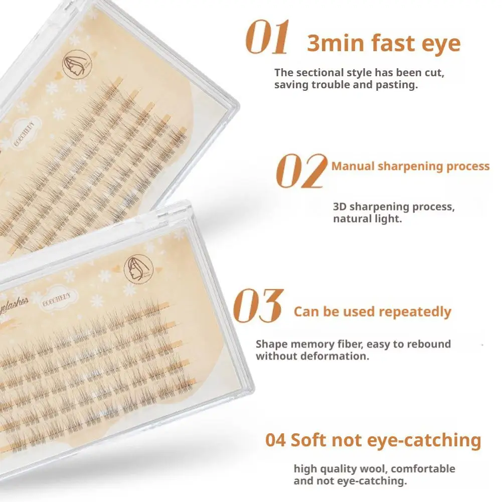 セグメント化された妖精つけまつげ自己粘着ナチュラルルック個別クラスター透明テリア女性メイクアップツール