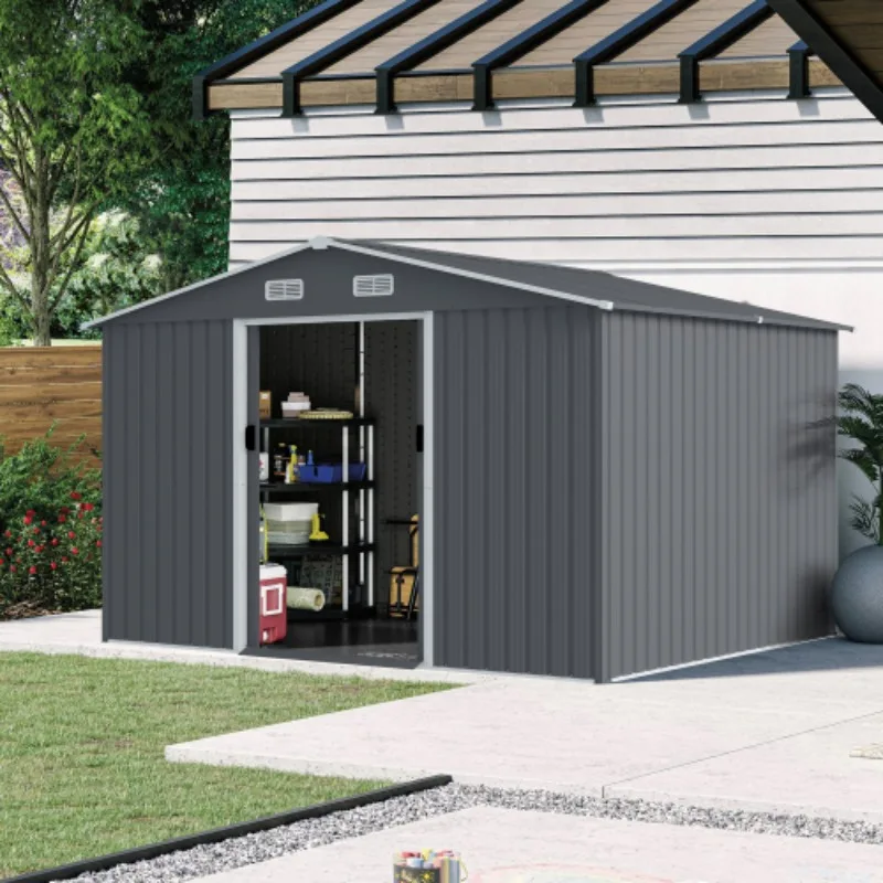 

Outdoor Storage Shed 8 X 10 FT Large Metal Tool Sheds Heavy Duty Storage House