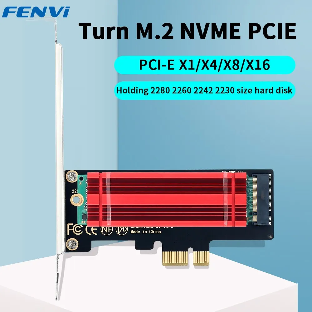 FENVI M.2 NVME to PCIe 4.0 Adapter With Aluminum SSD Heatsink 64Gbps M.2 SSD Gen4 PCIe 4.0 X1 X4 X8 X16 Expansion Card For PC image 3