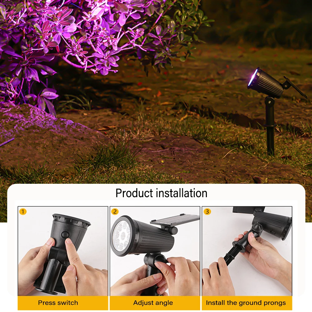 9 Led Solar Powered Lamp Adjustable Solar Spotlight In-Ground IP65 Waterproof Landscape Wall Light Outdoor Lighting