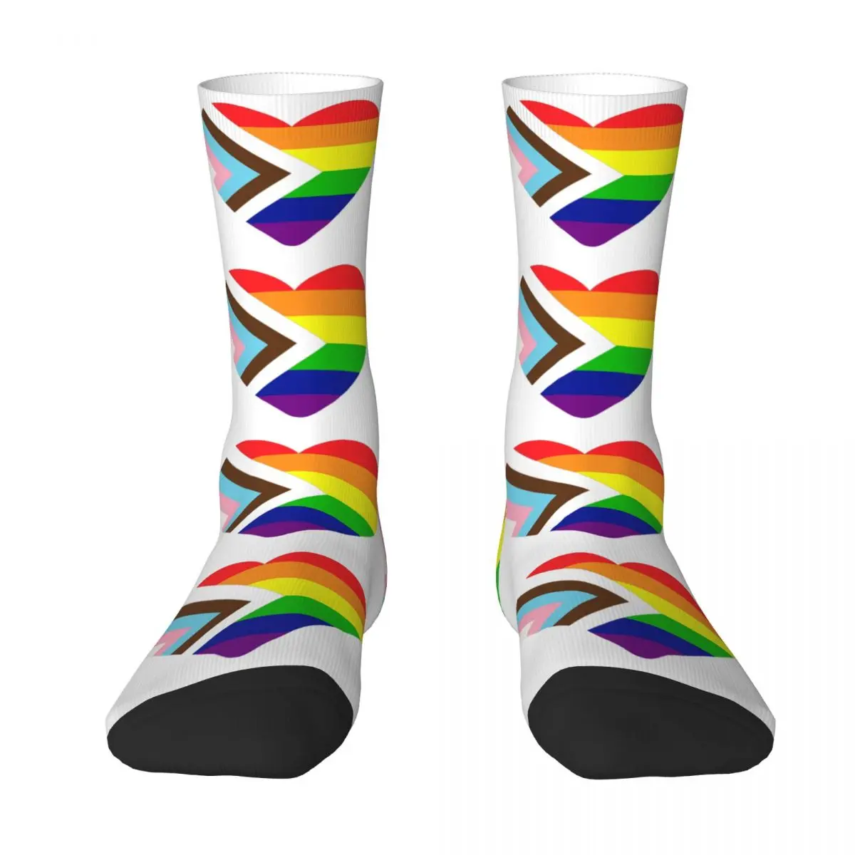 

Носки Progress Pride с флагом в форме сердца, чулки высокого качества в стиле Харадзюку, всесезонные длинные носки, аксессуары для подарка на день рождения унисекс