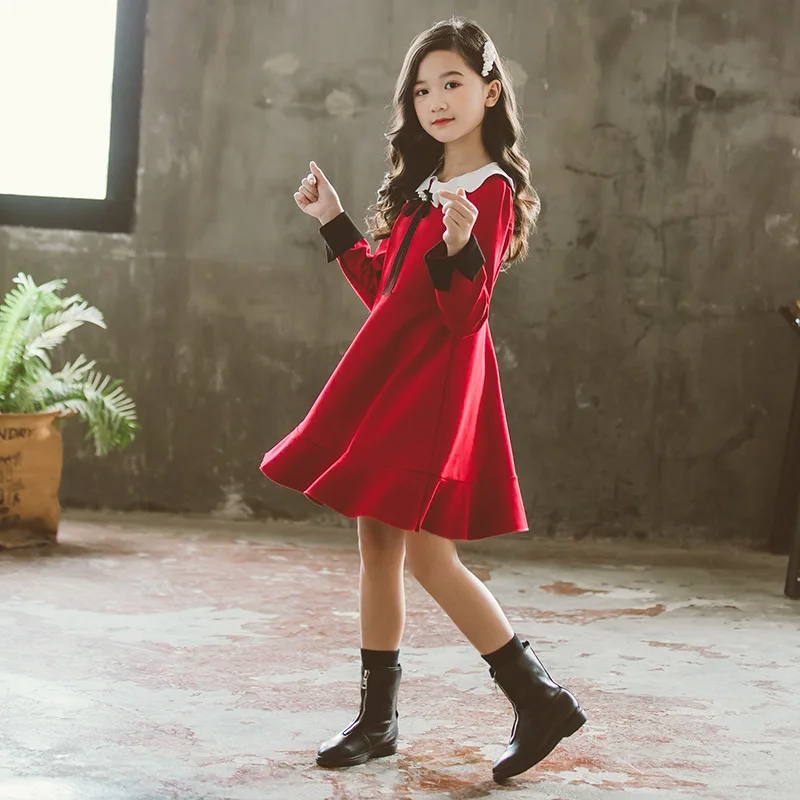 Baby Girl Dress High Quality New Autumn Winter Preppy Style School Girls Clothes 2-18Y Girls Party Dress Princess Clothes CL135