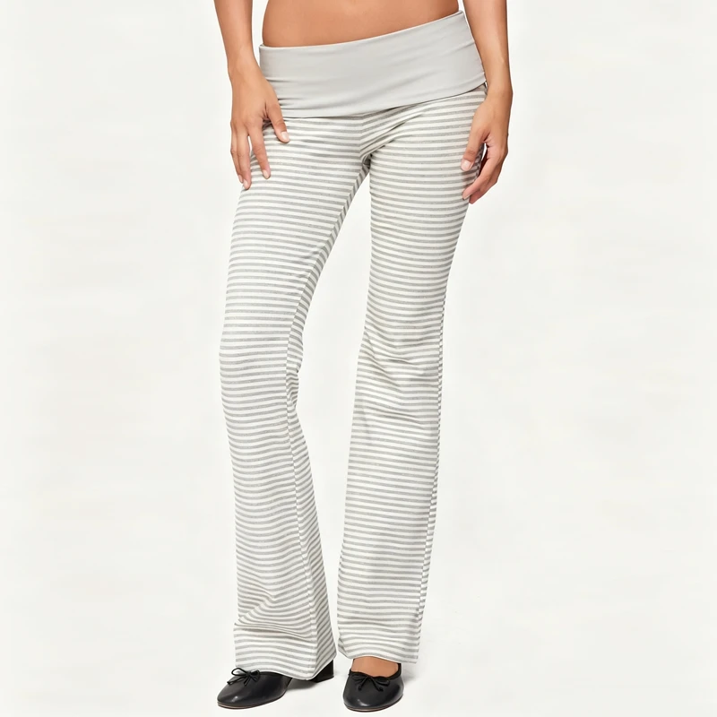 سراويل اليوغا النسائية للفتيات سراويل مخططة غير رسمية فوق الخصر المنخفض سراويل مضيئة أنيقة للخروج سراويل ركض للياقة البدنية #6