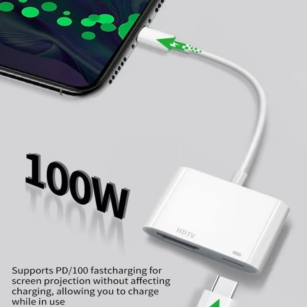 2 в 1, разъем синхронизации экрана высокой четкости 4K, 30 Гц/60 Гц, адаптер типа C для iPhone 16 ТВ-мониторов, цифровой адаптер для проектора