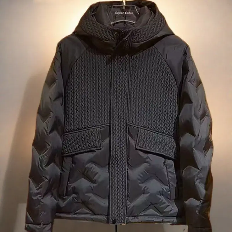 Winter Warm Puffer Jacket Men's Down Coat Zipper Long Sleeve Top Quilted White Duck Down Outerwear Men Clothing Trendy Jacket