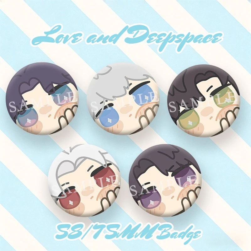 Love and Deepspace Sylus Rafayel Zayne Xavier Caleb 58/75MM Anime Cosplay Cute Big Face Badge Brooch Pin Backpack Decoration