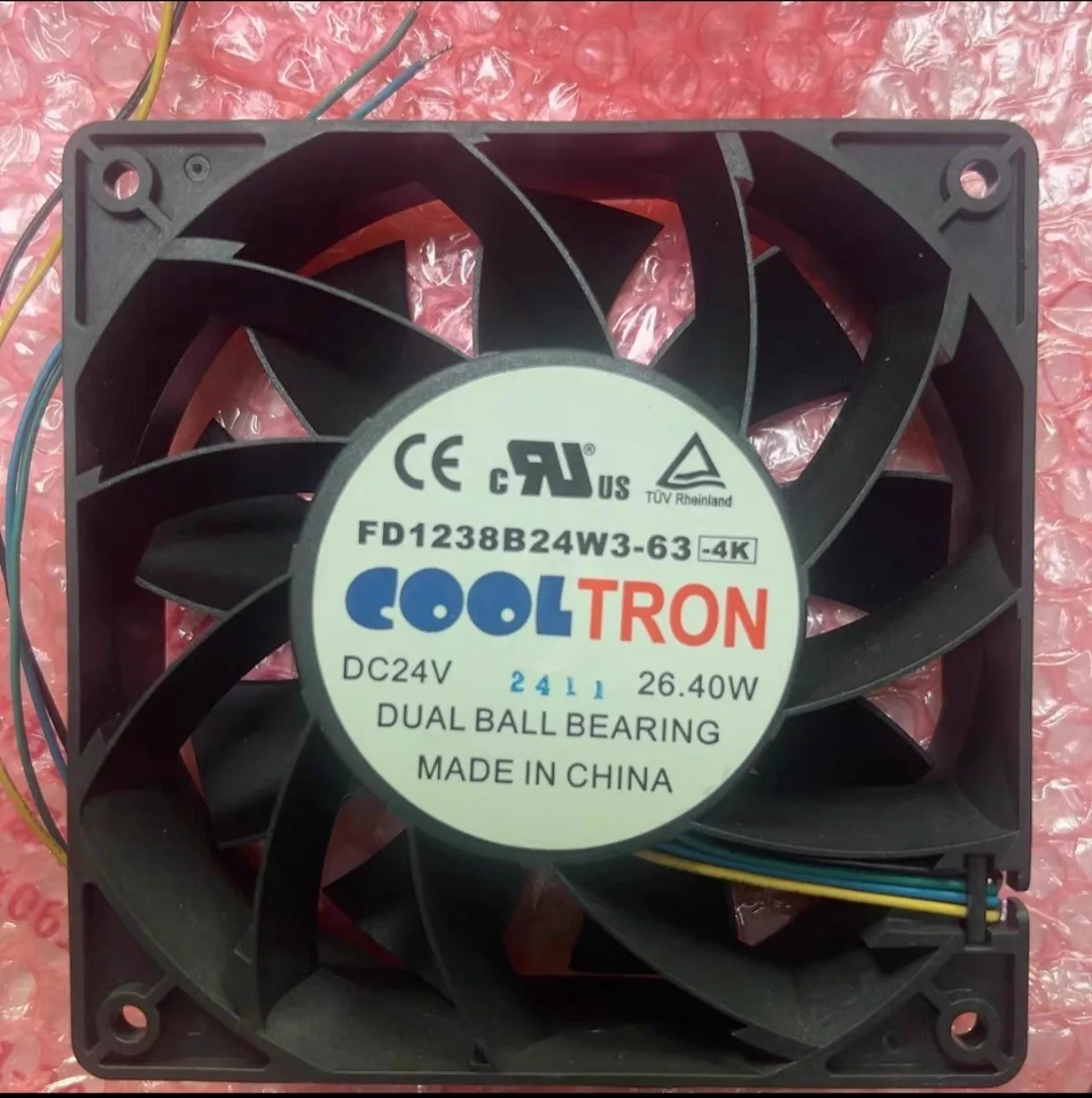 送料無料オリジナル-fd1238b24w3-63-4k-24v-2640w-12038-12cm-4-線式冷却ファン