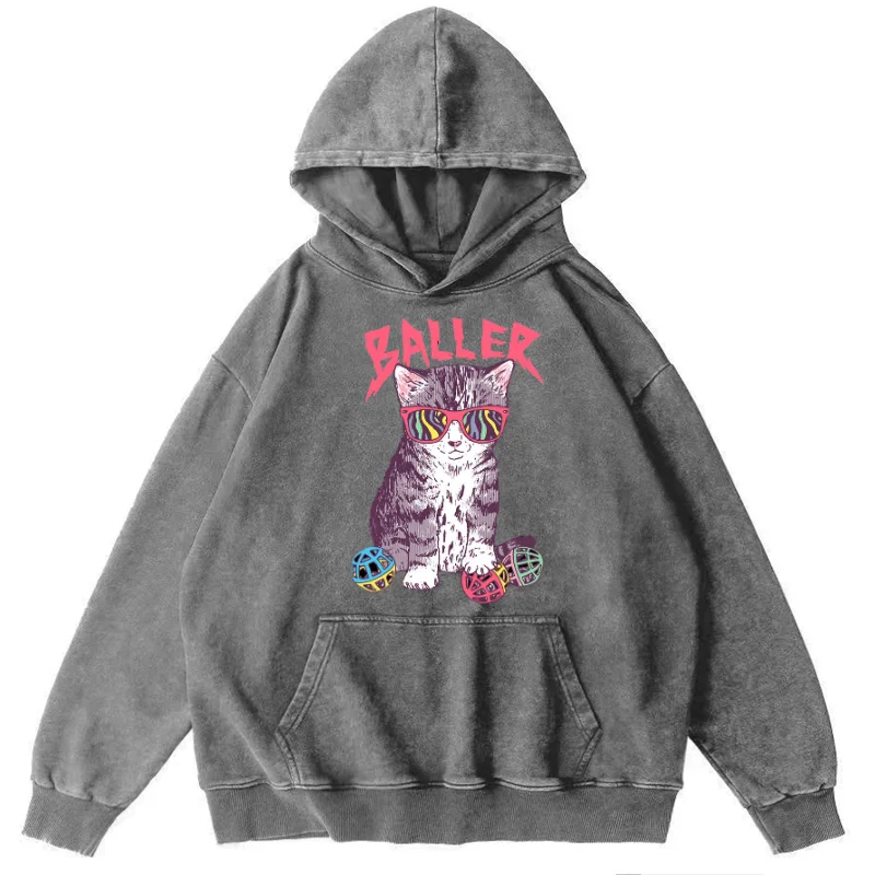 Customized Version Washed y2k Hoodies, Vintage Serie De Graphic Printed,Baller Unisex Printed Casual Washed Hoodie Sweatshirt