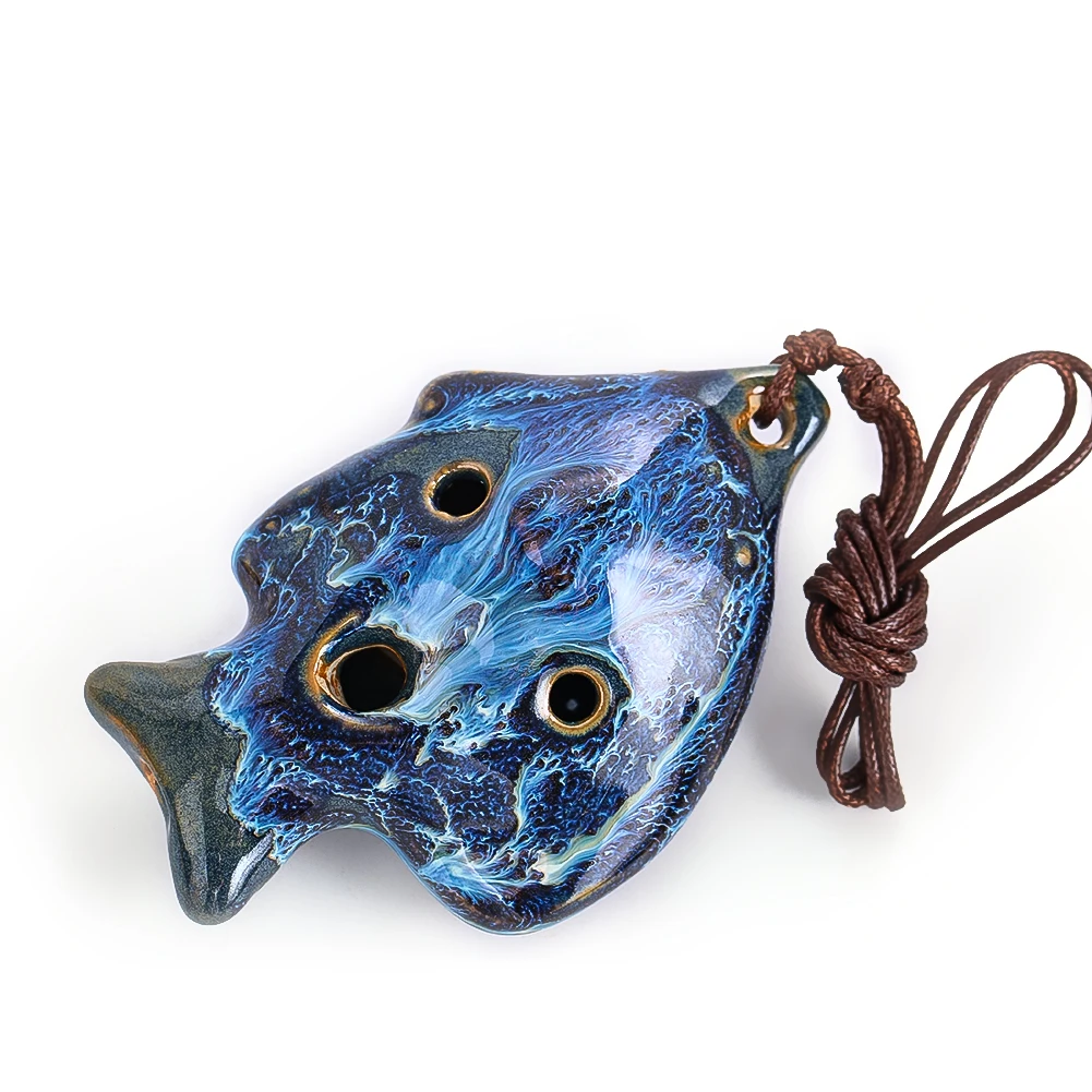 C - Tune Ceramic Fish Ocarina Portable Musical Instrument Pendant Glazed Finish Easy To Play Unique Sound Gift for Music Lovers