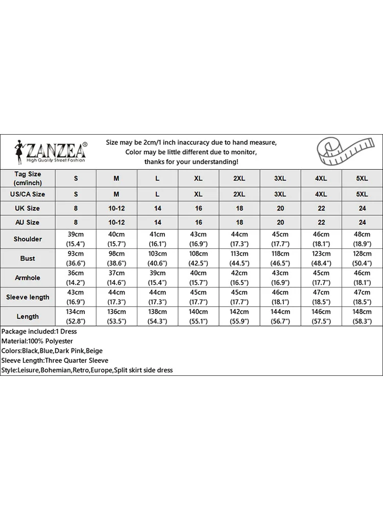 ZANZEA المرأة فستان مُزين بطباعة الأزهار موضة التلبيب الرقبة 3/4 كم عطلة فستان الشمس خمر حفلة عادية طويلة فيستدو رداء فام