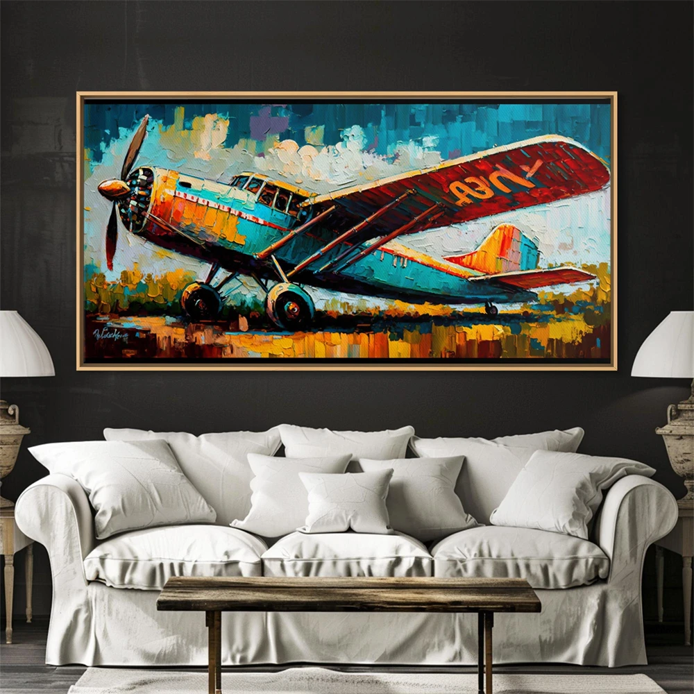 Vintage Plane on Sunset Canvas Print Retro Aircraft Poster Aviation Canvas Painting Plane Aviation Pilot Art Home Decor