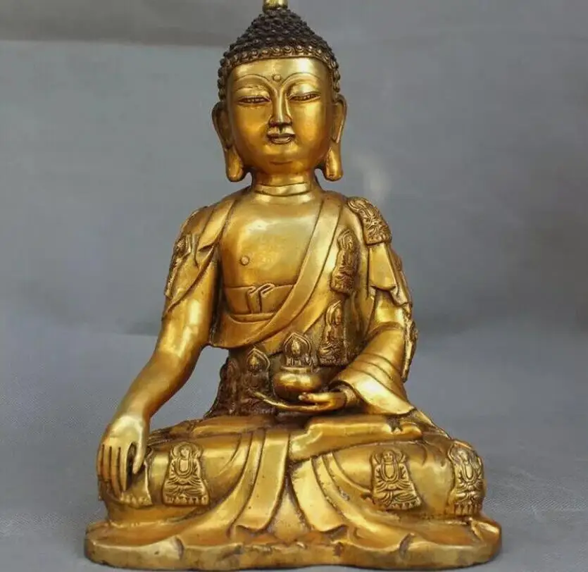 

12" Old Tibet Buddhism bronze gilt sakyamuni Shakyamuni Tathagata buddha statue