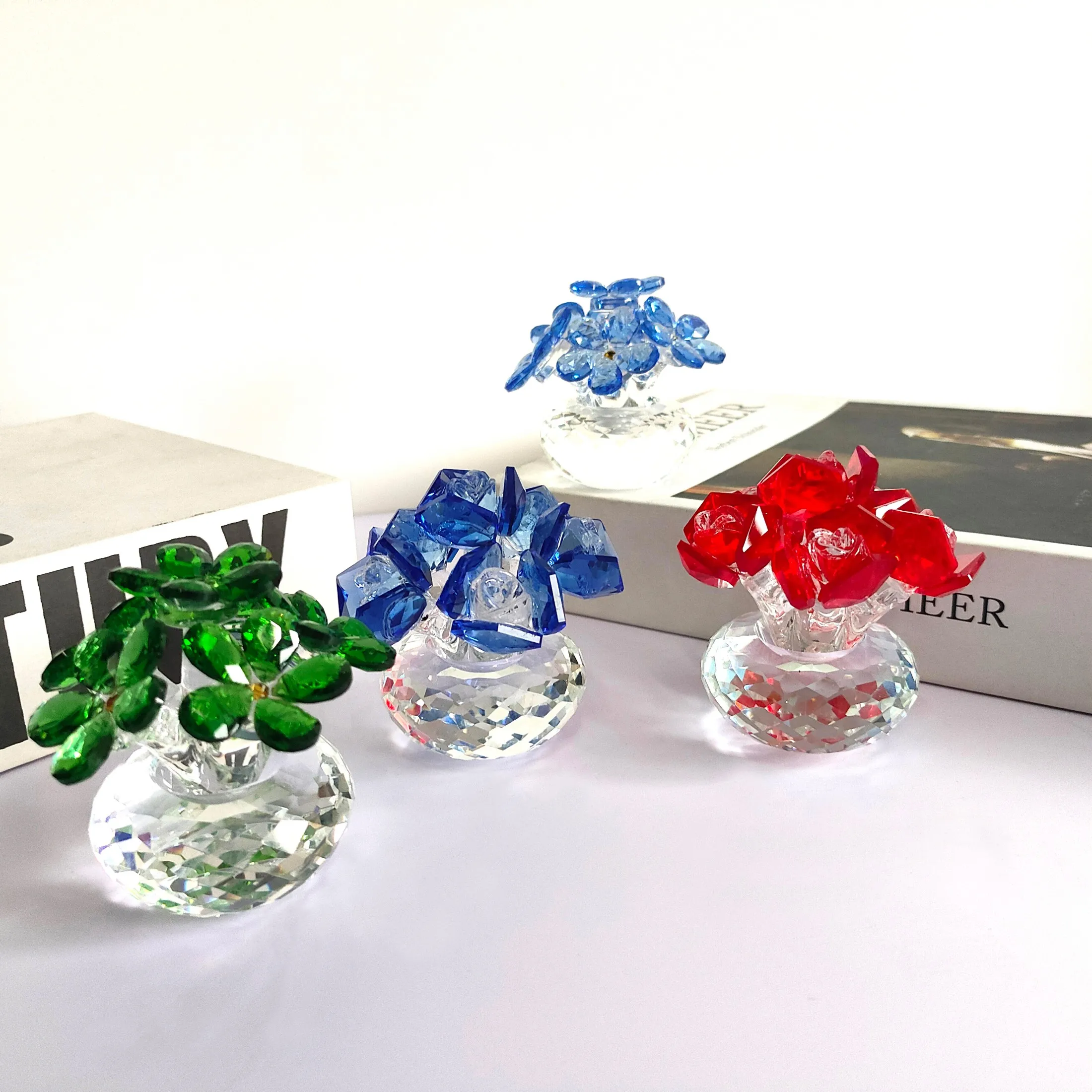 1pc Luxury Crystal Flower 85mm- Artificial Crystal Art Home Decor, Perfect Gift for Birthday, Mother's Day, Valentine's Day