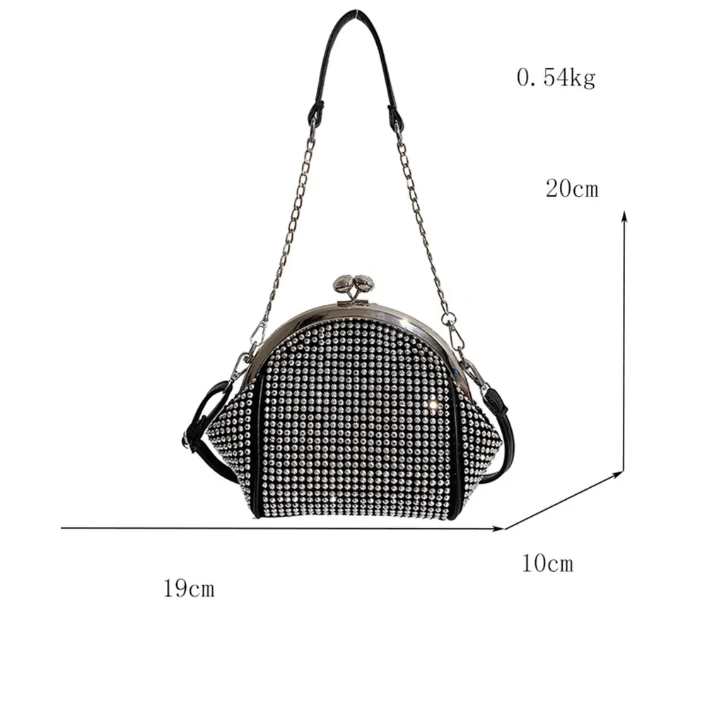 Borse a tracolla piccole con catena alla moda per le donne borsa a tracolla e borse firmate con patta in pelle PU avvolgente con diamanti di lusso