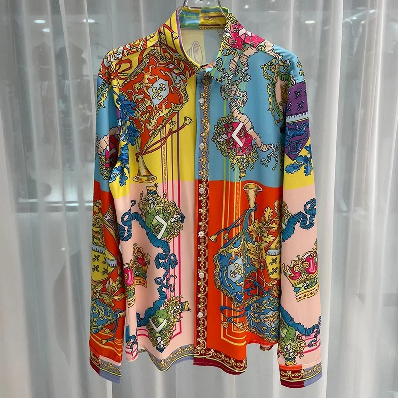 

Роскошная королевская рубашка, мужская одежда, повседневная мужская рубашка с цифровой печатью, социальная рубашка с пейсли, рубашки для выпускного вечера Manga Longa, Ropa Hombre