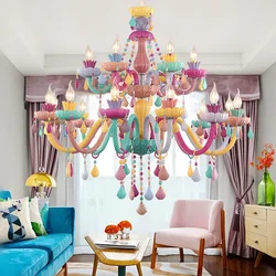 Designer Colorful Crystal Children's Hanging Chandelier Lights Lustre Romantic Bedroom Decoration Suspension Led Lighting