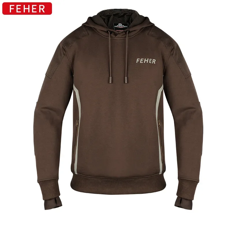 

FEHER Motorcycle Jacket Hoodie Armor Commuter Fall Prevention Winter and Autumn Plus Fleece Thickened Jacket for Men and Women