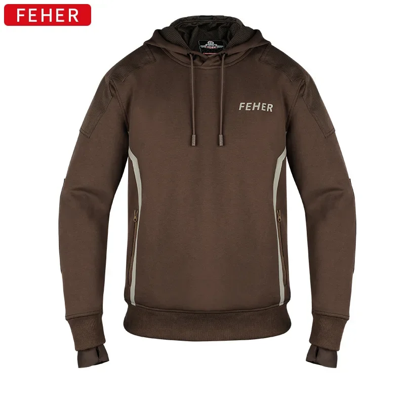 FEHER Motorcycle Jacket Hoodie Armor Commuter Fall Prevention Winter and Autumn Plus Fleece Thickened Jacket for Men and Women