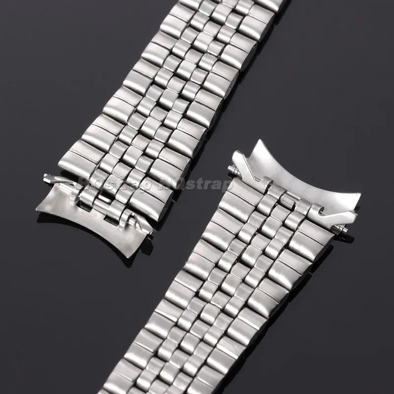 Gebogenes Edelstahl-Uhrenarmband 18/20mm, zwei Ausführungen, Metallglieder, Universalarmband für Rolex und Seiko, Faltschließe – Detail 6