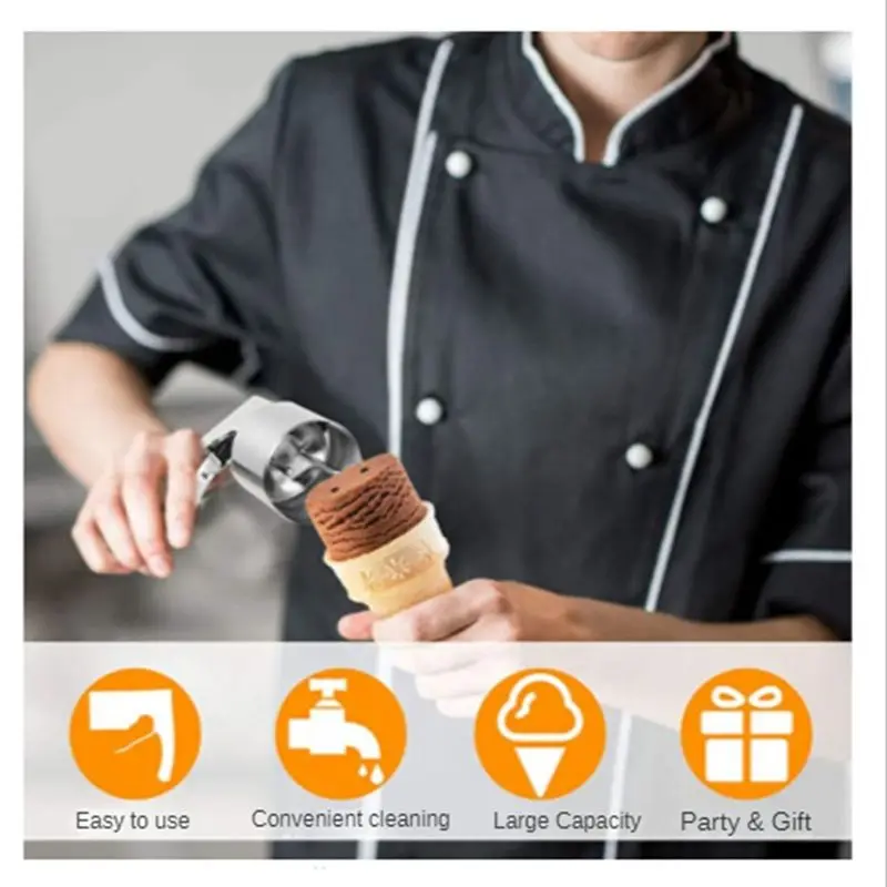 HITL Ice Cream Scoop Ice Cream Scoop with Trigger Release Ice Cream Accessories Big Volume Scoop Cylindrical Ice Cream Scoop