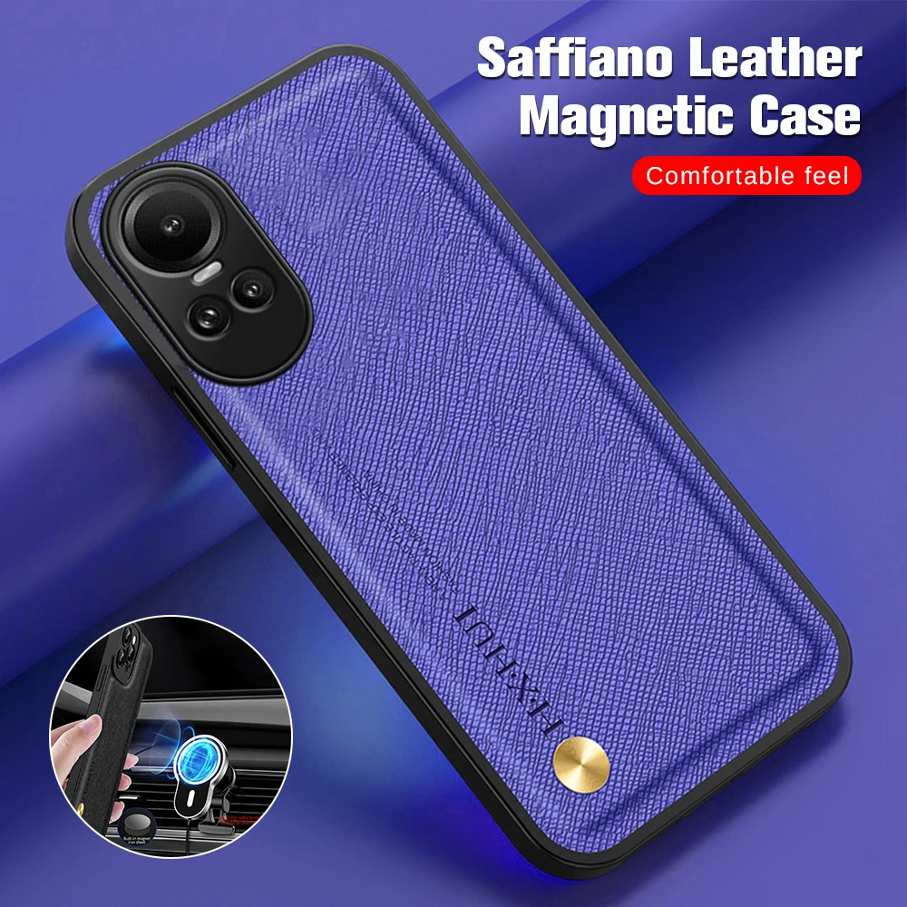 Reno10pro Case Luxury Cross Grain Leather Magnetic Back Cover For Oppo Reno10 Reno 10 Pro 5G CPH2525 6.7