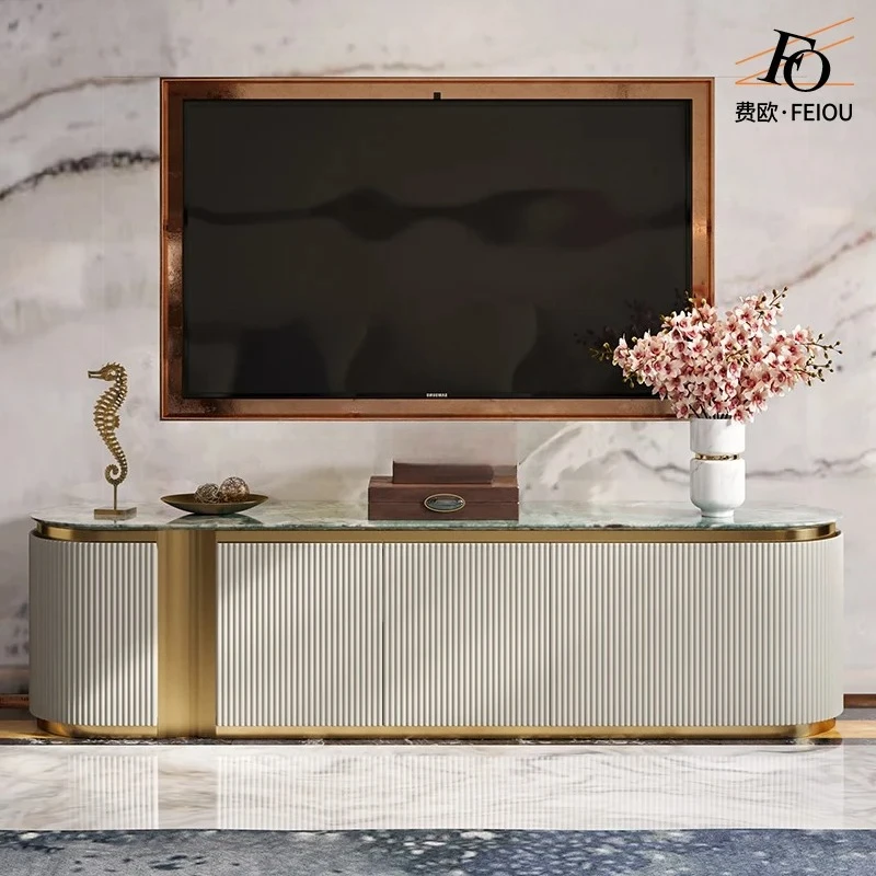 

Light luxury TV cabinet large apartment marble