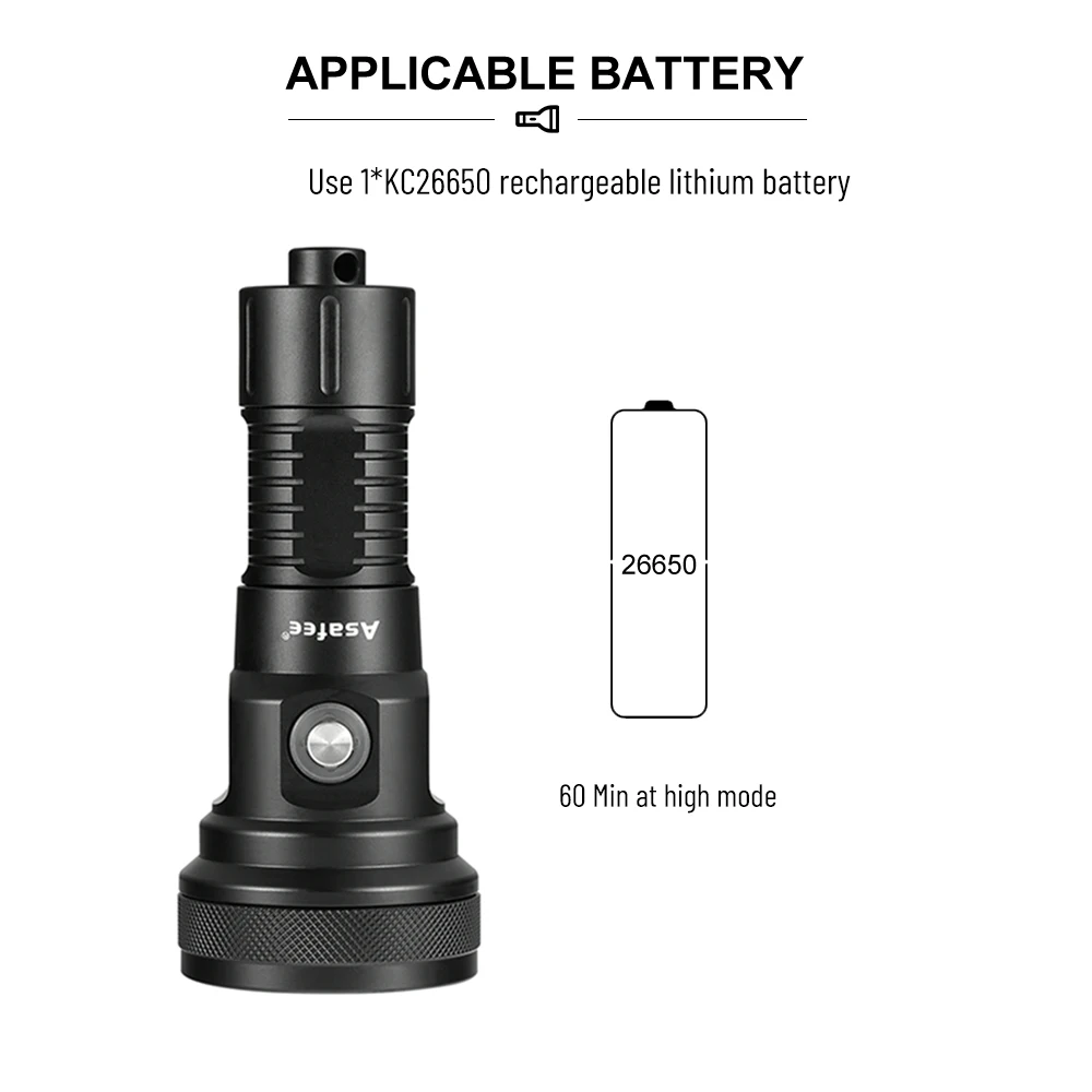 Asafee DT01 150M Underwater Diving Flashlight 5000LM SBT90 LED Powerful Waterproof Torch Scuba Diving Lantern